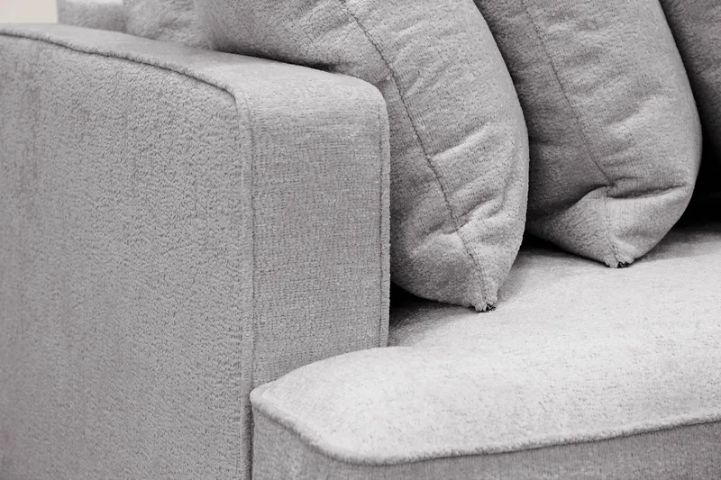 Rossita 4-sits Högervänd L-formad Djup Schäslongsoffa med Hel dyna i Chenille - Grå - Möbler - Soffa - Divansoffa & schäslongsoffa - 4 sits soffa med divan