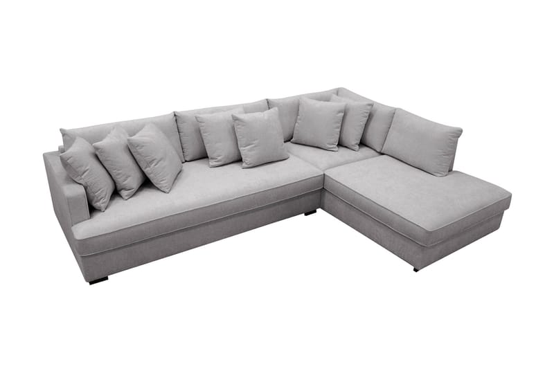 Rossita 4-sits Högervänd L-formad Djup Schäslongsoffa med Hel dyna i Chenille - Grå - Möbler - Soffa - Divansoffa & schäslongsoffa - 4 sits soffa med divan