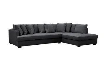 Rossita 4-sits Högervänd L-formad Djup Schäslongsoffa med Hel dyna i Chenille - Svart - Möbler - Soffa - Divansoffa & schäslongsoffa - 4 sits soffa med divan