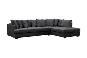 Rossita 4-sits Högervänd L-formad Djup Schäslongsoffa med Hel dyna i Chenille - Svart - Möbler - Soffa - Divansoffa & schäslongsoffa - 4 sits soffa med divan