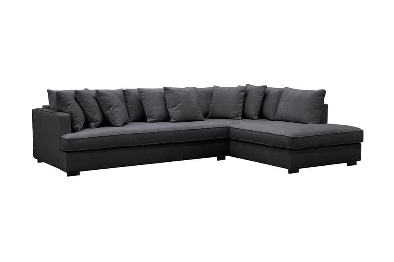 Rossita 4-sits Högervänd L-formad Djup Schäslongsoffa med Hel dyna i Chenille - Svart - Möbler - Soffa - Divansoffa & schäslongsoffa - 4 sits soffa med divan