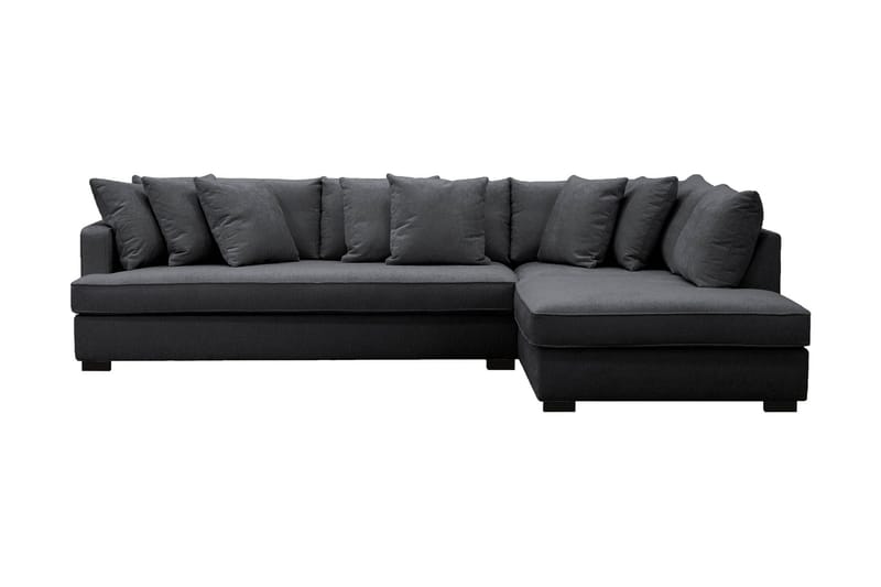 Rossita 4-sits Högervänd L-formad Djup Schäslongsoffa med Hel dyna i Chenille, Svart