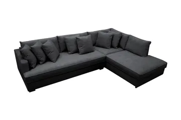 Rossita 4-sits Högervänd L-formad Djup Schäslongsoffa med Hel dyna i Chenille - Svart - Möbler - Soffa - Divansoffa & schäslongsoffa - 4 sits soffa med divan