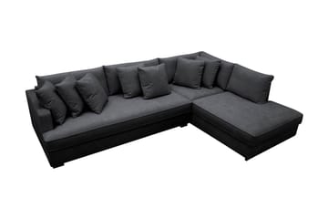 Rossita 4-sits Högervänd L-formad Djup Schäslongsoffa med Hel dyna i Chenille - Svart - Möbler - Soffa - Divansoffa & schäslongsoffa - 4 sits soffa med divan