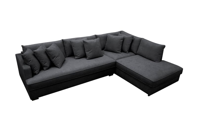 Rossita 4-sits Högervänd L-formad Djup Schäslongsoffa med Hel dyna i Chenille - Svart - Möbler - Soffa - Divansoffa & schäslongsoffa - 4 sits soffa med divan