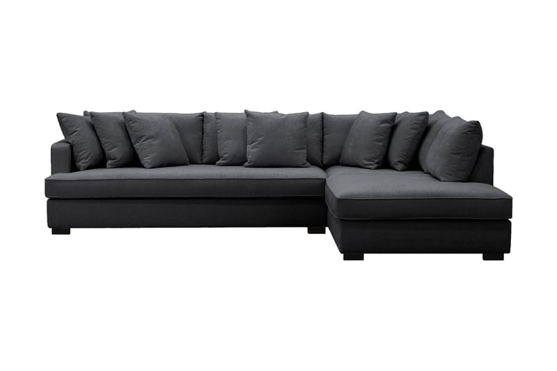 Rossita 4-sits Högervänd L-formad Djup Schäslongsoffa med Hel dyna i Chenille - Svart - Möbler - Soffa - Divansoffa & schäslongsoffa - 4 sits soffa med divan