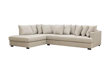 Rossita 4-sits Högervänd L-formad Djup Schäslongsoffa med Hel dyna i Tyg - Beige - Möbler - Soffa - Divansoffa & schäslongsoffa - 4 sits soffa med divan