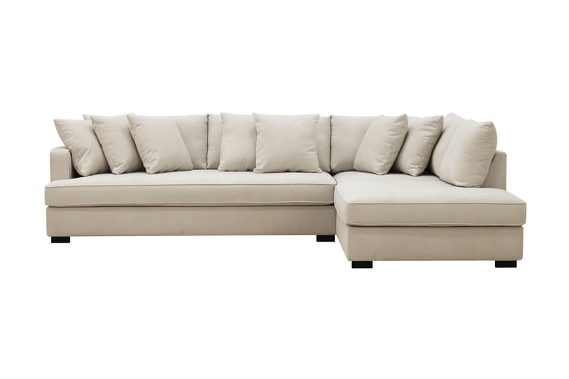 Rossita 4-sits Högervänd L-formad Djup Schäslongsoffa med Hel dyna i Tyg - Beige - Möbler - Soffa - Divansoffa & schäslongsoffa - 4 sits soffa med divan