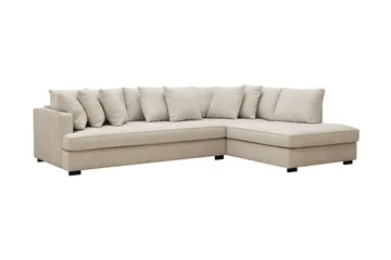 Rossita 4-sits Högervänd L-formad Djup Schäslongsoffa med Hel dyna i Tyg - Beige - Möbler - Soffa - Divansoffa & schäslongsoffa - 4 sits soffa med divan