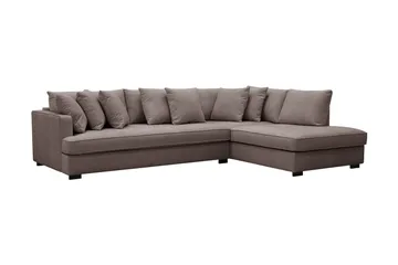 Rossita 4-sits Högervänd L-formad Djup Schäslongsoffa med Hel dyna i Tyg - Brun - Möbler - Soffa - Divansoffa & schäslongsoffa - 4 sits soffa med divan