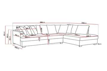 Rossita 4-sits Högervänd L-formad Djup Schäslongsoffa med Hel dyna i Tyg - Brun - Möbler - Soffa - Divansoffa & schäslongsoffa - 4 sits soffa med divan