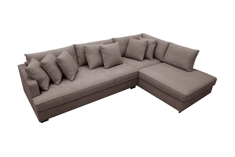 Rossita 4-sits Högervänd L-formad Djup Schäslongsoffa med Hel dyna i Tyg - Brun - Möbler - Soffa - Divansoffa & schäslongsoffa - 4 sits soffa med divan