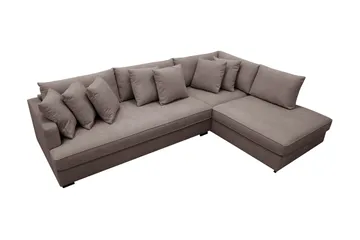 Rossita 4-sits Högervänd L-formad Djup Schäslongsoffa med Hel dyna i Tyg - Brun - Möbler - Soffa - Divansoffa & schäslongsoffa - 4 sits soffa med divan