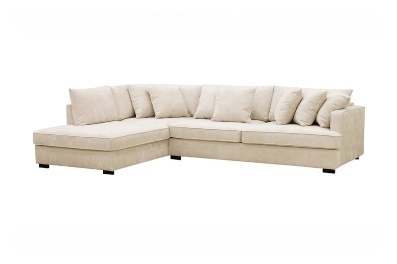 Rossita 4-sits Vänstervänd L-formad Djup Schäslongsoffa i Chenille - Beige - Möbler - Soffa - Divansoffa & schäslongsoffa - 4 sits soffa med divan