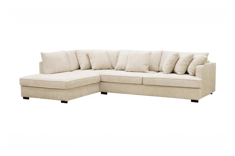 Rossita 4-sits Vänstervänd L-formad Djup Schäslongsoffa i Chenille - Beige - Möbler - Soffa - Divansoffa & schäslongsoffa - 4 sits soffa med divan
