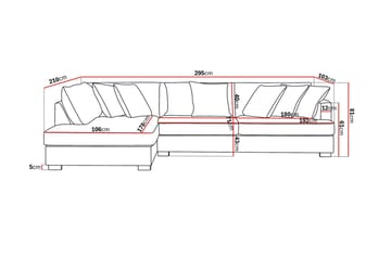 Rossita 4-sits Vänstervänd L-formad Djup Schäslongsoffa i Manchester - Mörkgrå - Möbler - Soffa - Divansoffa & schäslongsoffa - 4 sits soffa med divan