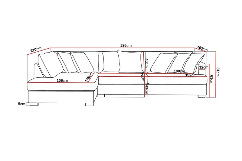 Rossita 4-sits Vänstervänd L-formad Djup Schäslongsoffa i Manchester - Offwhite - Möbler - Soffa - Divansoffa & schäslongsoffa - 4 sits soffa med divan