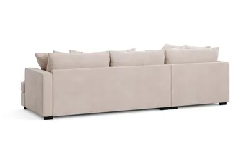 Rossita 4-sits Vänstervänd L-formad Djup Schäslongsoffa i Sammet - Beige - Möbler - Soffa - Divansoffa & schäslongsoffa - 4 sits soffa med divan