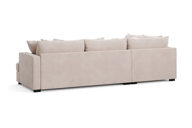 Rossita 4-sits Vänstervänd L-formad Djup Schäslongsoffa i Sammet - Beige - Möbler - Soffa - Divansoffa & schäslongsoffa - 4 sits soffa med divan