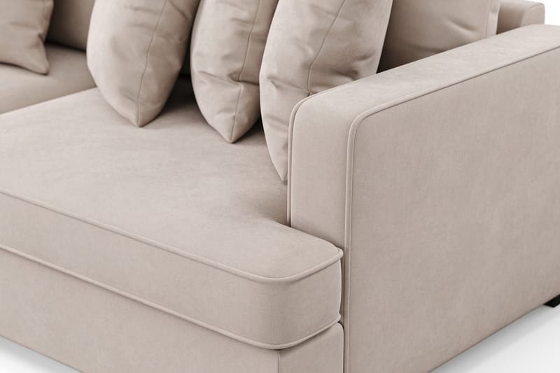 Rossita 4-sits Vänstervänd L-formad Djup Schäslongsoffa i Sammet - Beige - Möbler - Soffa - Divansoffa & schäslongsoffa - 4 sits soffa med divan