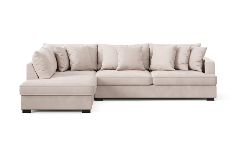 Rossita 4-sits Vänstervänd L-formad Djup Schäslongsoffa i Sammet - Beige - Möbler - Soffa - Divansoffa & schäslongsoffa - 4 sits soffa med divan
