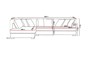 Rossita 4-sits Vänstervänd L-formad Djup Schäslongsoffa i Sammet - Beige - Möbler - Soffa - Divansoffa & schäslongsoffa - 4 sits soffa med divan