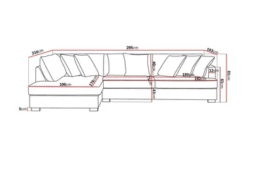 Rossita 4-sits Vänstervänd L-formad Djup Schäslongsoffa i Sammet - Beige - Möbler - Soffa - Divansoffa & schäslongsoffa - 4 sits soffa med divan