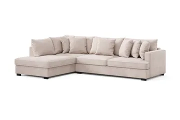 Rossita 4-sits Vänstervänd L-formad Djup Schäslongsoffa i Sammet - Beige - Möbler - Soffa - Divansoffa & schäslongsoffa - 4 sits soffa med divan