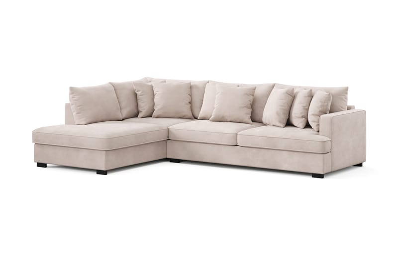 Rossita 4-sits Vänstervänd L-formad Djup Schäslongsoffa i Sammet - Beige - Möbler - Soffa - Divansoffa & schäslongsoffa - 4 sits soffa med divan