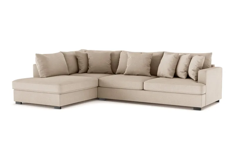 Rossita 4-sits Vänstervänd L-formad Djup Schäslongsoffa i Tyg - Beige - Möbler - Soffa - Divansoffa & schäslongsoffa - 4 sits soffa med divan