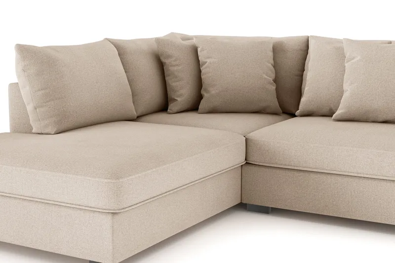 Rossita 4-sits Vänstervänd L-formad Djup Schäslongsoffa i Tyg - Beige - Möbler - Soffa - Divansoffa & schäslongsoffa - 4 sits soffa med divan
