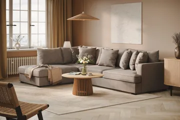 Rossita 4-sits Vänstervänd L-formad Djup Schäslongsoffa i Tyg - Brun - Möbler - Soffa - Divansoffa & schäslongsoffa - 4 sits soffa med divan