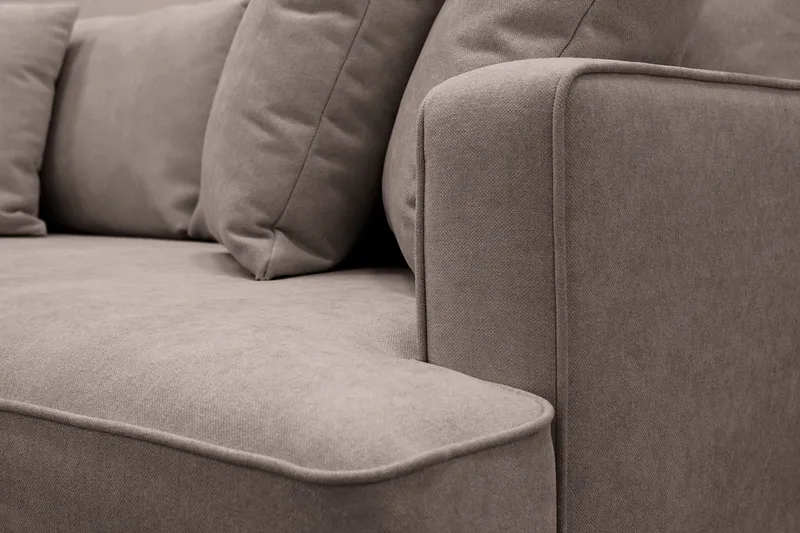 Rossita 4-sits Vänstervänd L-formad Djup Schäslongsoffa i Tyg - Brun - Möbler - Soffa - Divansoffa & schäslongsoffa - 4 sits soffa med divan