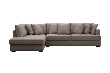 Rossita 4-sits Vänstervänd L-formad Djup Schäslongsoffa i Tyg - Brun - Möbler - Soffa - Divansoffa & schäslongsoffa - 4 sits soffa med divan