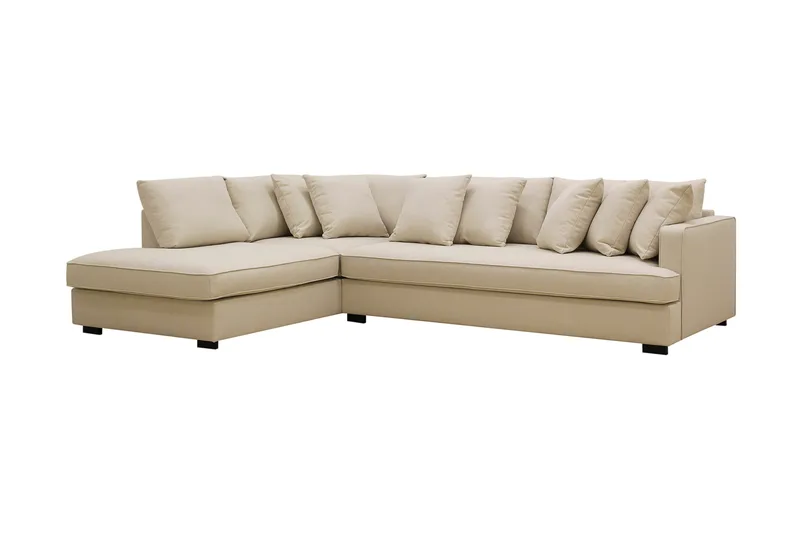 Rossita 4-sits Vänstervänd L-formad Djup Schäslongsoffa med Hel dyna i Bouclé - Beige - Möbler - Soffa - Divansoffa & schäslongsoffa - 4 sits soffa med divan