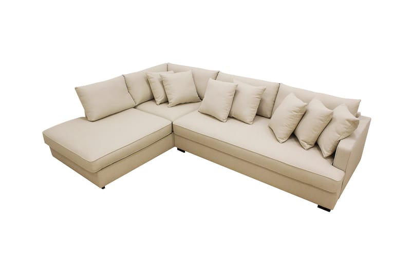 Rossita 4-sits Vänstervänd L-formad Djup Schäslongsoffa med Hel dyna i Bouclé - Beige - Möbler - Soffa - Divansoffa & schäslongsoffa - 4 sits soffa med divan