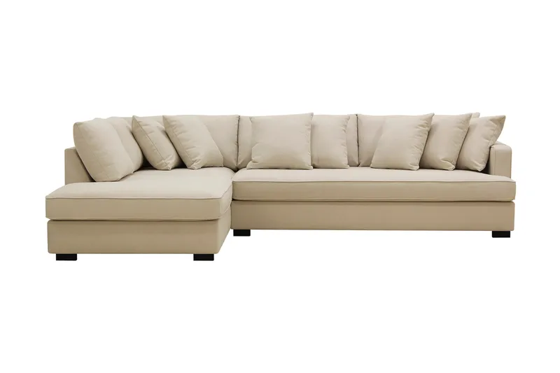 Rossita 4-sits Vänstervänd L-formad Djup Schäslongsoffa med Hel dyna i Bouclé, Beige
