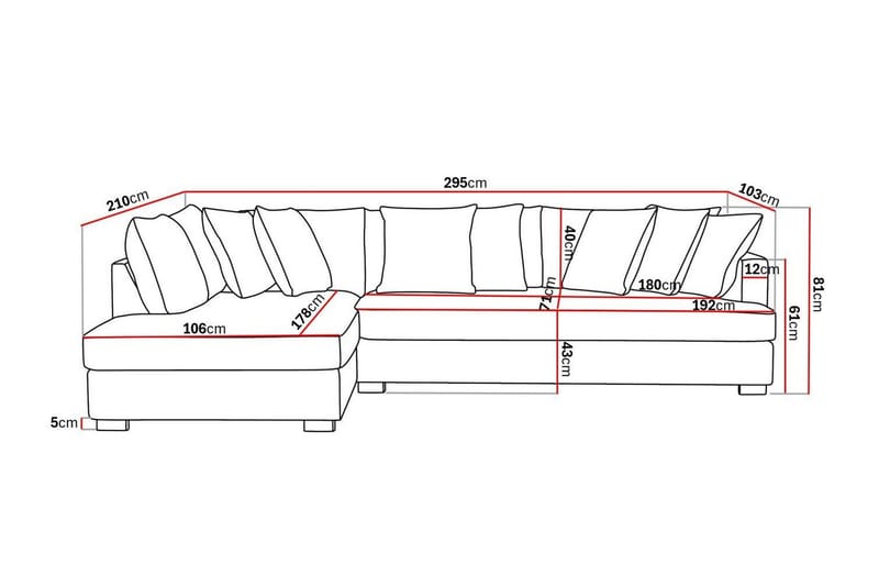 Rossita 4-sits Vänstervänd L-formad Djup Schäslongsoffa med Hel dyna i Bouclé - Beige - Möbler - Soffa - Divansoffa & schäslongsoffa - 4 sits soffa med divan