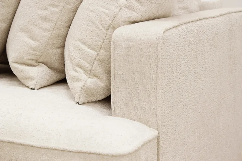 Rossita 4-sits Vänstervänd L-formad Djup Schäslongsoffa med Hel dyna i Chenille - Beige - Möbler - Soffa - Divansoffa & schäslongsoffa - 4 sits soffa med divan