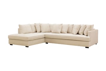 Rossita 4-sits Vänstervänd L-formad Djup Schäslongsoffa med Hel dyna i Chenille - Beige - Möbler - Soffa - Divansoffa & schäslongsoffa - 4 sits soffa med divan