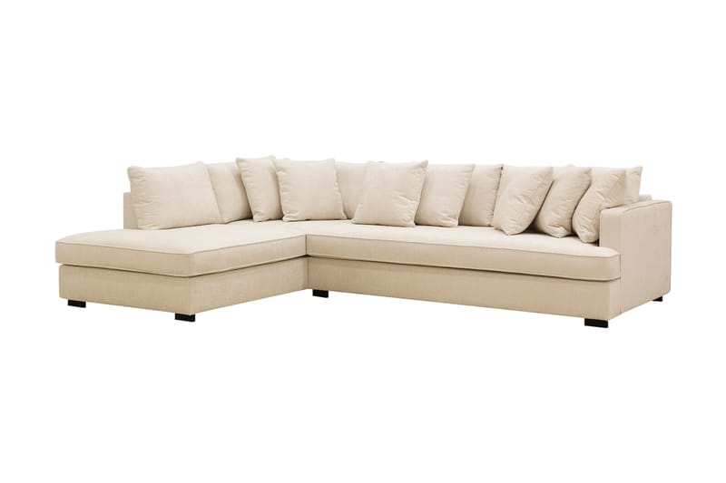 Rossita 4-sits Vänstervänd L-formad Djup Schäslongsoffa med Hel dyna i Chenille - Beige - Möbler - Soffa - Divansoffa & schäslongsoffa - 4 sits soffa med divan