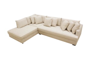 Rossita 4-sits Vänstervänd L-formad Djup Schäslongsoffa med Hel dyna i Chenille - Beige - Möbler - Soffa - Divansoffa & schäslongsoffa - 4 sits soffa med divan