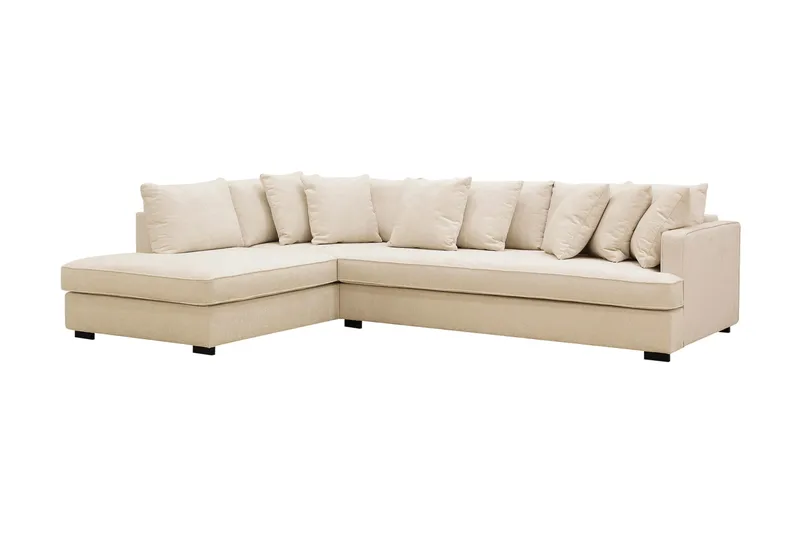 Rossita 4-sits Vänstervänd L-formad Djup Schäslongsoffa med Hel dyna i Chenille - Beige - Möbler - Soffa - Divansoffa & schäslongsoffa - 4 sits soffa med divan