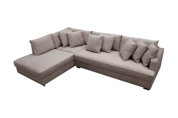 Rossita 4-sits Vänstervänd L-formad Djup Schäslongsoffa med Hel dyna i Chenille - Grå / Brun - Möbler - Soffa - Divansoffa & schäslongsoffa - 4 sits soffa med divan