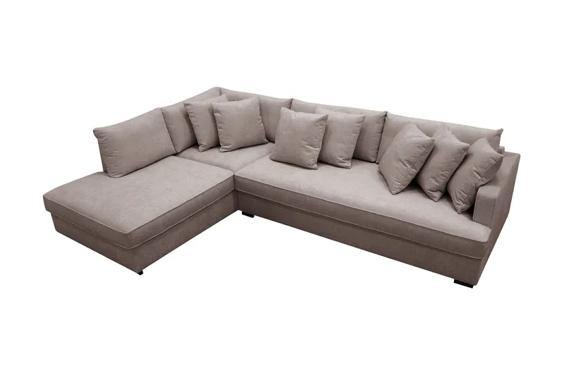 Rossita 4-sits Vänstervänd L-formad Djup Schäslongsoffa med Hel dyna i Chenille - Grå / Brun - Möbler - Soffa - Divansoffa & schäslongsoffa - 4 sits soffa med divan