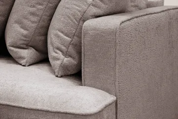 Rossita 4-sits Vänstervänd L-formad Djup Schäslongsoffa med Hel dyna i Chenille - Grå / Brun - Möbler - Soffa - Divansoffa & schäslongsoffa - 4 sits soffa med divan