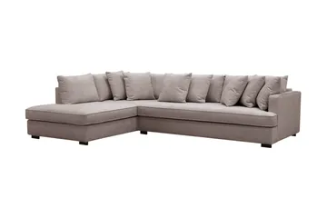 Rossita 4-sits Vänstervänd L-formad Djup Schäslongsoffa med Hel dyna i Chenille - Grå / Brun - Möbler - Soffa - Divansoffa & schäslongsoffa - 4 sits soffa med divan