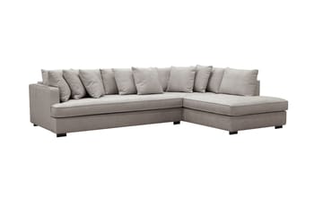 Rossita 4-sits Vänstervänd L-formad Djup Schäslongsoffa med Hel dyna i Chenille - Grå / Brun - Möbler - Soffa - Divansoffa & schäslongsoffa - 4 sits soffa med divan