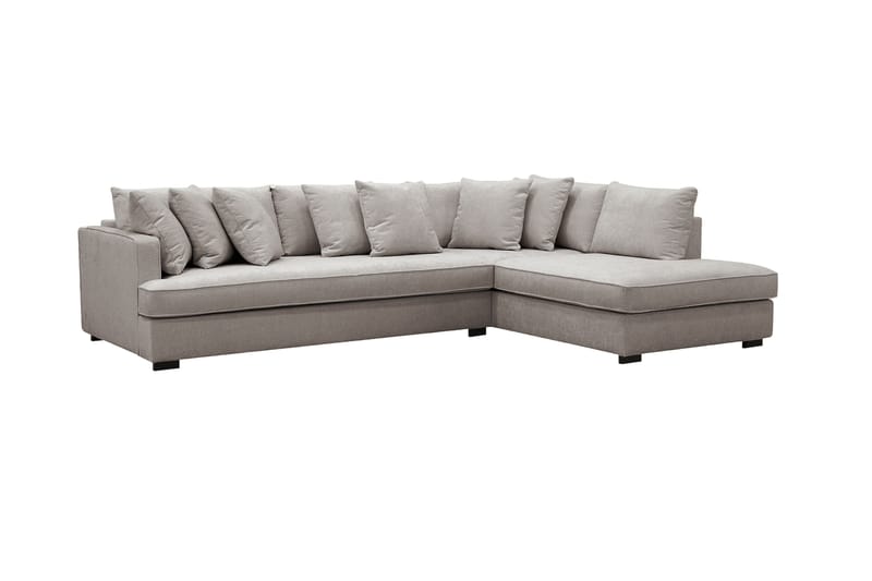 Rossita 4-sits Vänstervänd L-formad Djup Schäslongsoffa med Hel dyna i Chenille - Grå / Brun - Möbler - Soffa - Divansoffa & schäslongsoffa - 4 sits soffa med divan