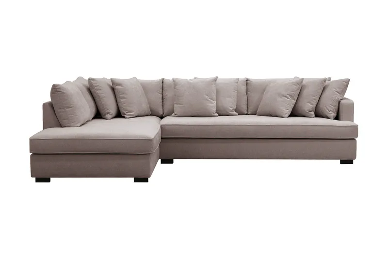 Rossita 4-sits Vänstervänd L-formad Djup Schäslongsoffa med Hel dyna i Chenille - Grå / Brun - Möbler - Soffa - Divansoffa & schäslongsoffa - 4 sits soffa med divan